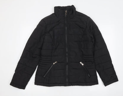 Womens UK Size 6 Dorothy Perkins Black Quilted Coat