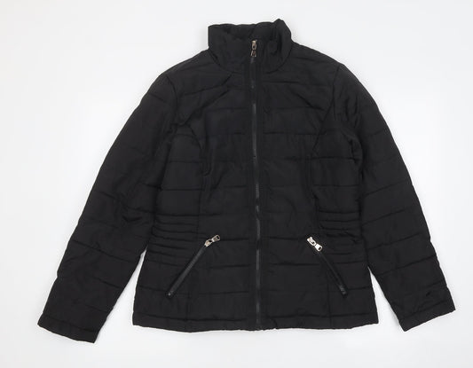 Womens UK Size 6 Dorothy Perkins Black Quilted Coat