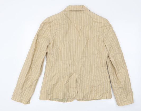 Per Una Womens Beige Striped Polyester Jacket Suit Jacket Size 12