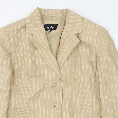 Per Una Womens Beige Striped Polyester Jacket Suit Jacket Size 12