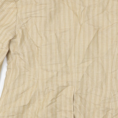 Per Una Womens Beige Striped Polyester Jacket Suit Jacket Size 12