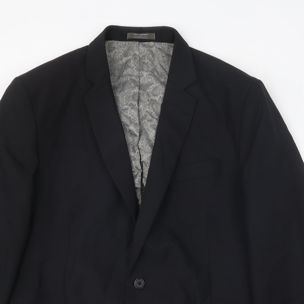 Mens UK Size 42 Simon Jersey Regular Black Suit Jacket