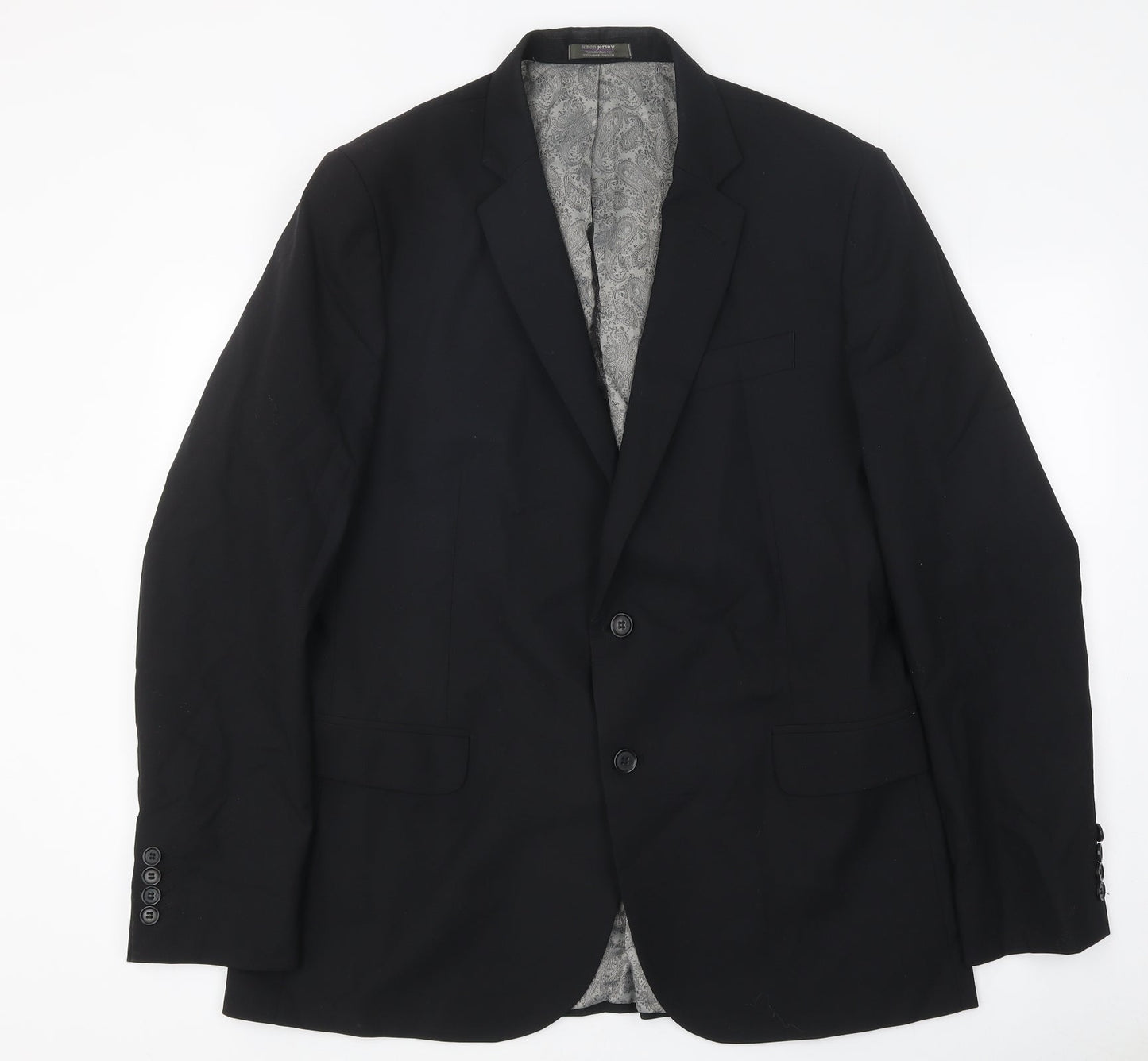Mens UK Size 42 Simon Jersey Regular Black Suit Jacket