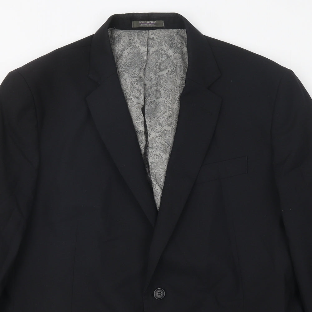 Mens UK Size 42 Simon Jersey Regular Black Suit Jacket