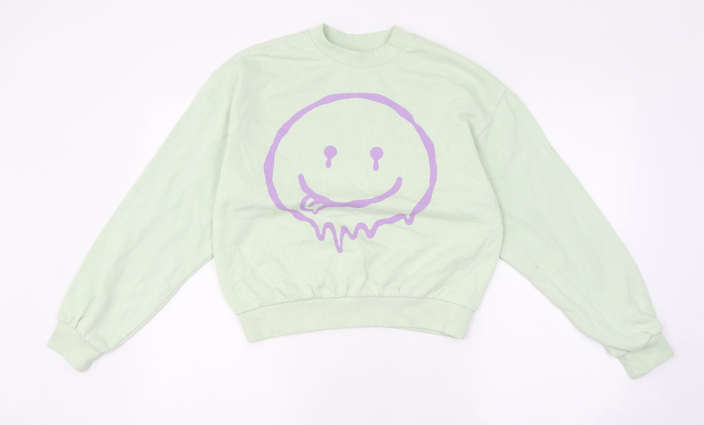 Divided Womens Green Cotton Pullover Sweatshirt Size S Pullover