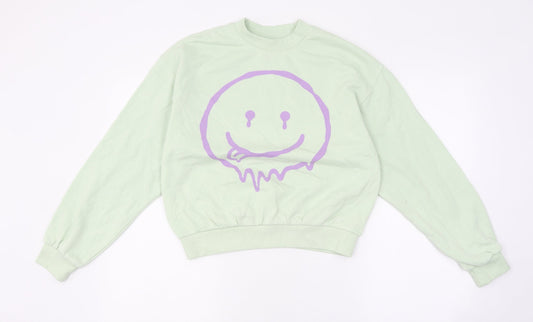 Divided Womens Green Cotton Pullover Sweatshirt Size S Pullover