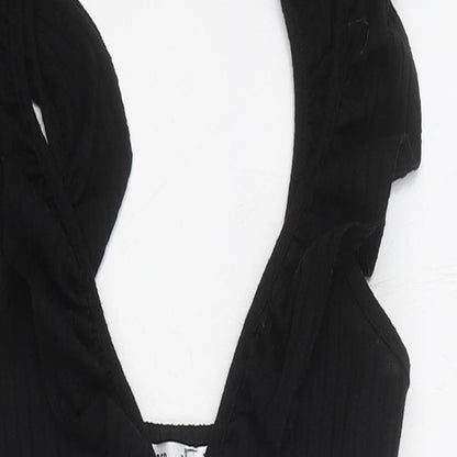 Missguided Womens Black 100% Cotton Bodysuit One-Piece Size 6 Snap