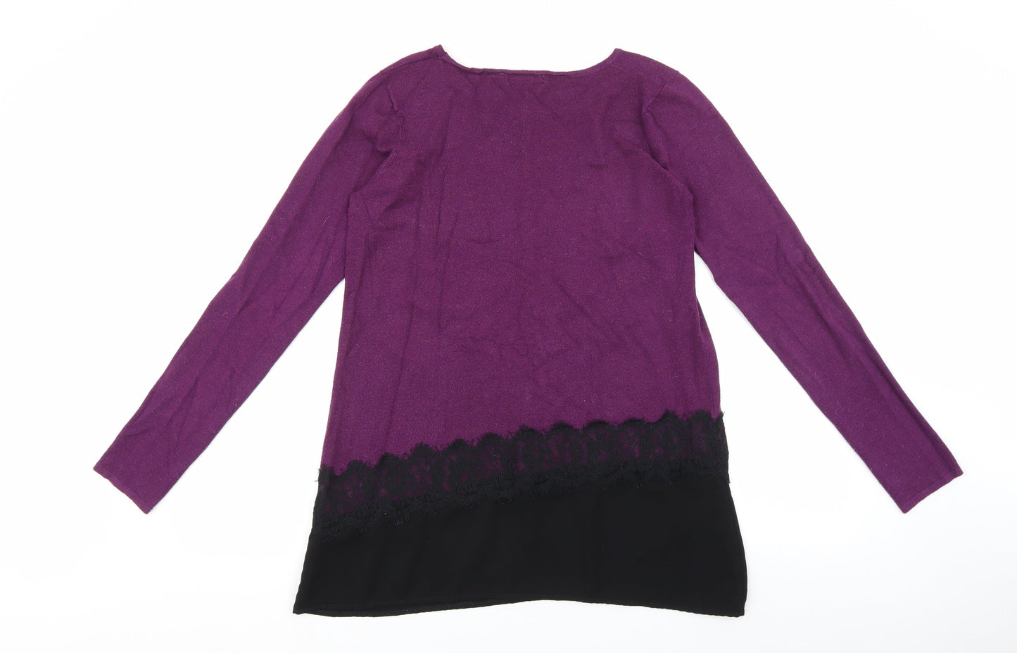 Society 8 Womens Purple Round Neck Viscose Pullover Jumper Size 12