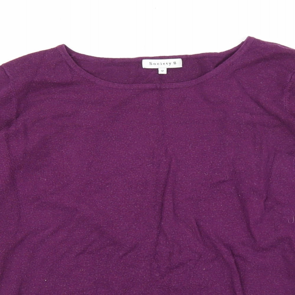 Society 8 Womens Purple Round Neck Viscose Pullover Jumper Size 12