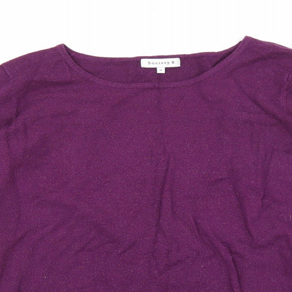 Society 8 Womens Purple Round Neck Viscose Pullover Jumper Size 12