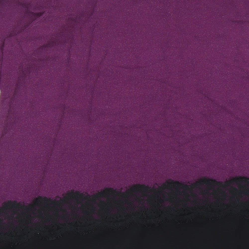 Society 8 Womens Purple Round Neck Viscose Pullover Jumper Size 12