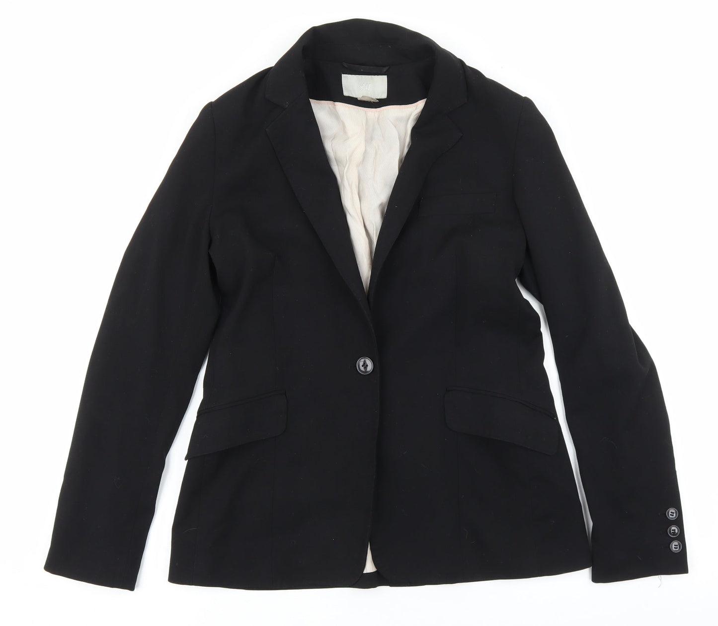 H&M Womens Beige Polyester Jacket Suit Jacket Size 40