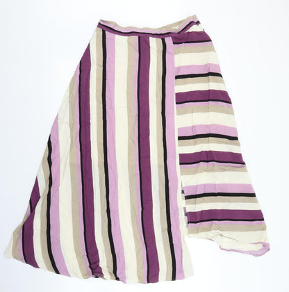 Marks and Spencer Womens Multicoloured Striped Polyester A-Line Skirt Size 14 Zip