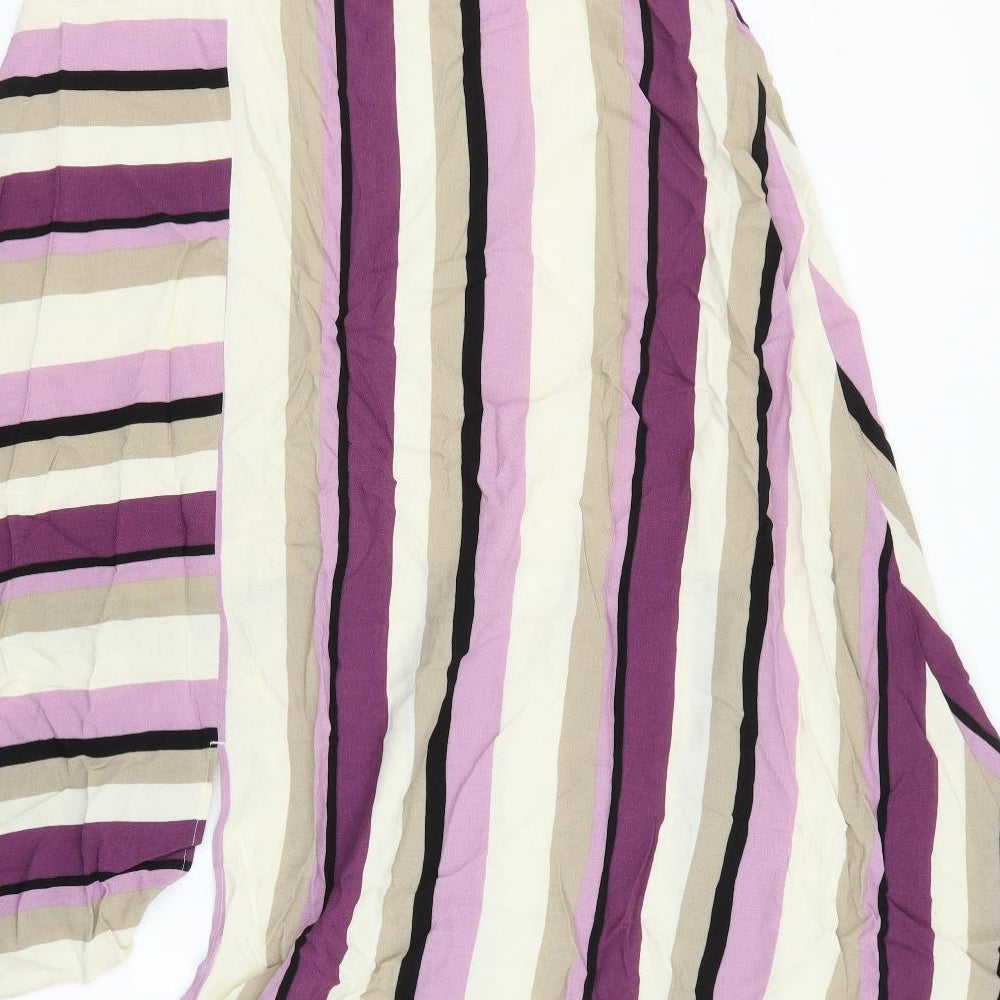 Marks and Spencer Womens Multicoloured Striped Polyester A-Line Skirt Size 14 Zip