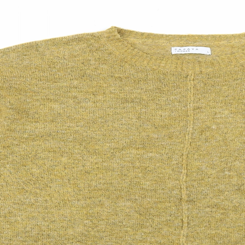 Womens UK Size L Papaya Yellow Pullover Jumper