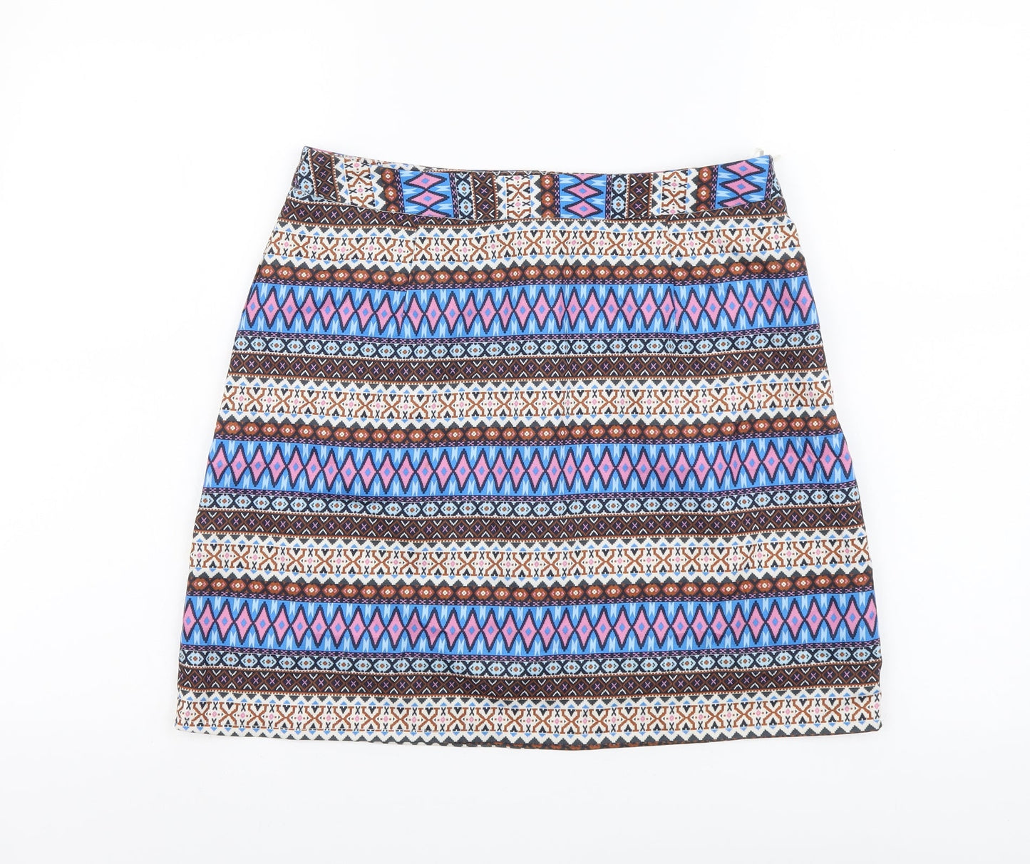 Hearts & Bows Womens Multicoloured Fair Isle Polyester Mini Skirt Size 10 Zip