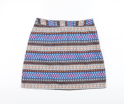 Hearts & Bows Womens Multicoloured Fair Isle Polyester Mini Skirt Size 10 Zip