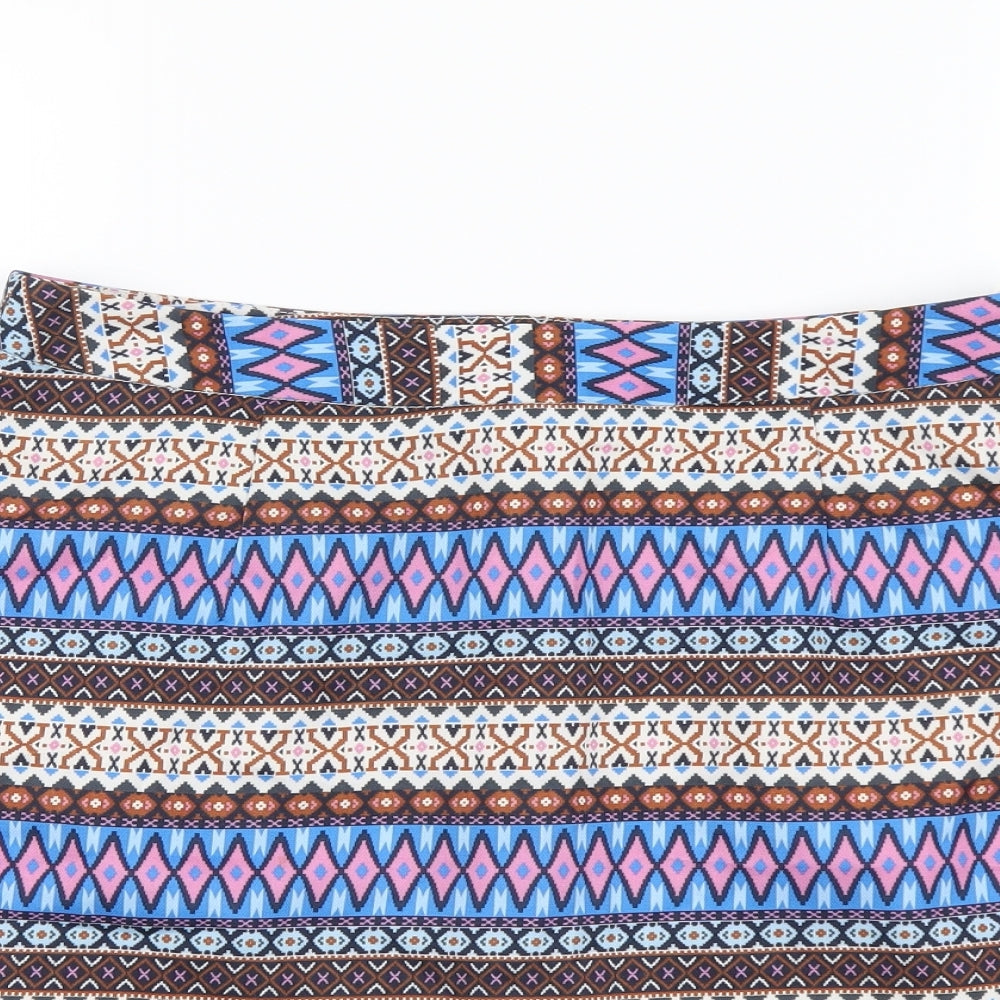 Hearts & Bows Womens Multicoloured Fair Isle Polyester Mini Skirt Size 10 Zip