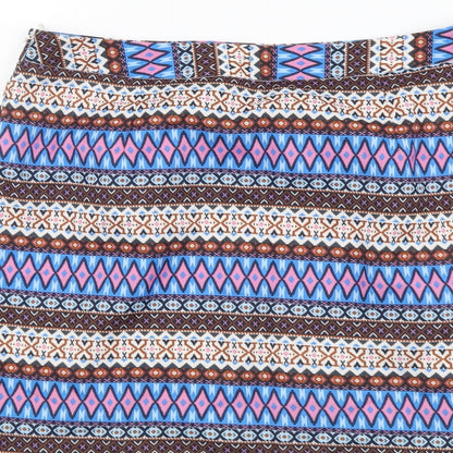 Hearts & Bows Womens Multicoloured Fair Isle Polyester Mini Skirt Size 10 Zip
