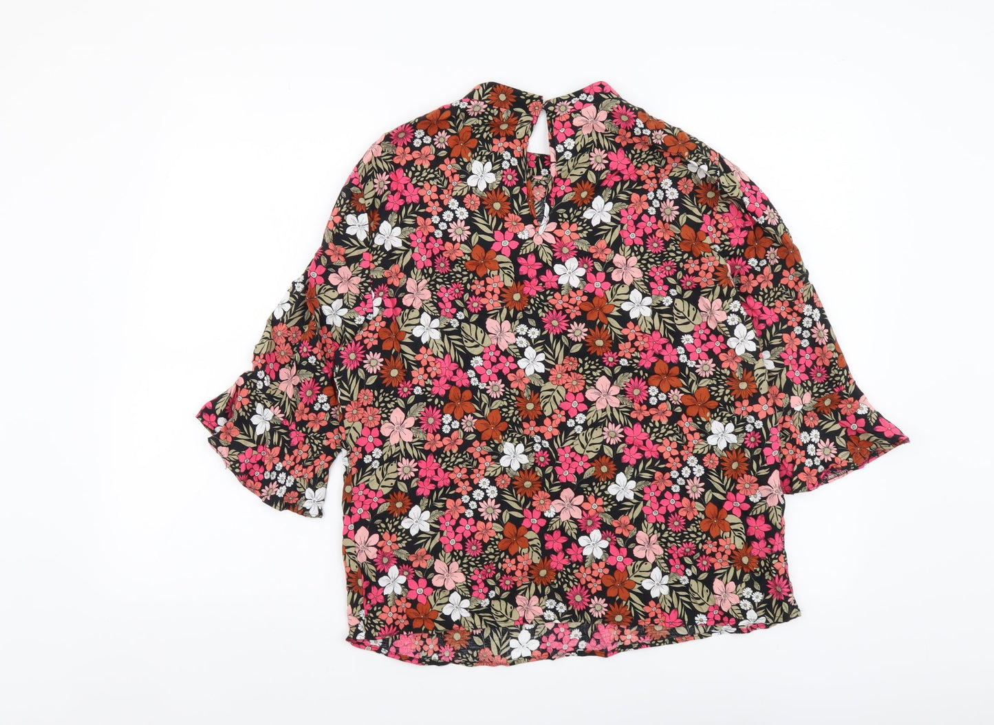 F&F Womens Multicoloured Floral Viscose Basic Blouse Size 8 Round Neck