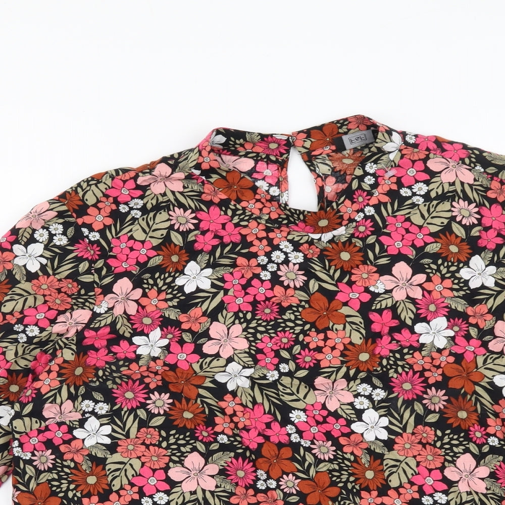 F&F Womens Multicoloured Floral Viscose Basic Blouse Size 8 Round Neck