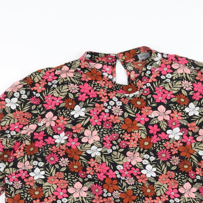 F&F Womens Multicoloured Floral Viscose Basic Blouse Size 8 Round Neck