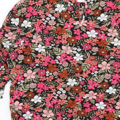F&F Womens Multicoloured Floral Viscose Basic Blouse Size 8 Round Neck