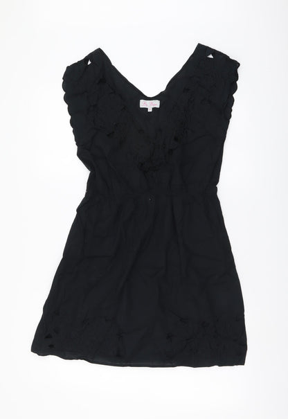 Be Beau Womens Black Cotton Mini Size 10 Sweetheart Pullover