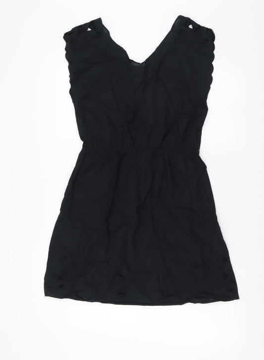 Be Beau Womens Black Cotton Mini Size 10 Sweetheart Pullover