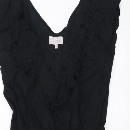 Be Beau Womens Black Cotton Mini Size 10 Sweetheart Pullover