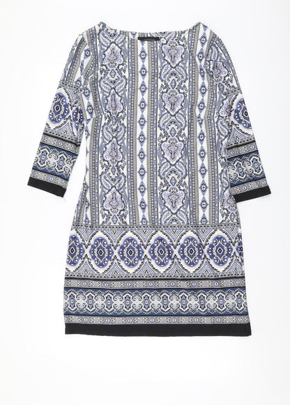 Atmosphere Womens Multicoloured Geometric Polyester A-Line Size 12 Boat Neck Pullover
