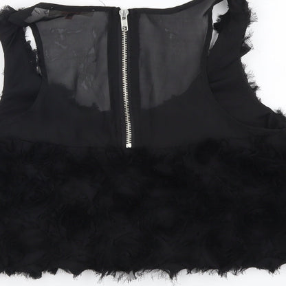 Womens UK Size 8 Miso Black Cropped Tank