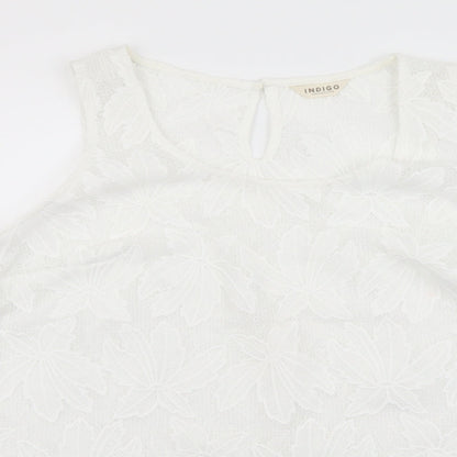 Womens UK Size 18 Indigo White Basic Tank