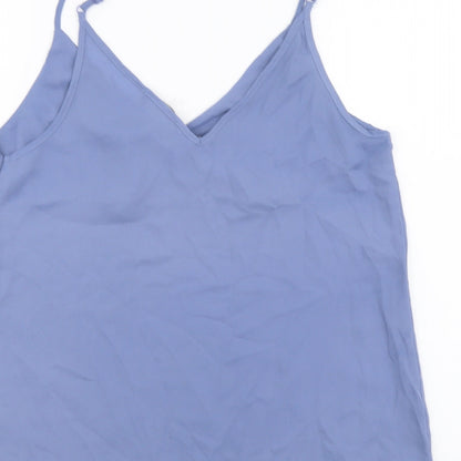 Primark Womens Blue Polyester Basic Blouse Size 10 V-Neck