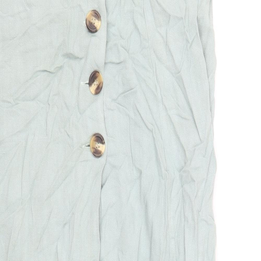 New Look Womens Blue Viscose A-Line Skirt Size 10 Button