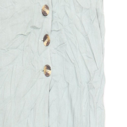 New Look Womens Blue Viscose A-Line Skirt Size 10 Button