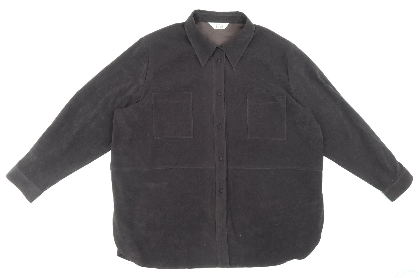 Womens UK Size 26 ELVI Brown Basic Button-Up
