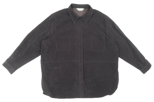Womens UK Size 26 ELVI Brown Basic Button-Up