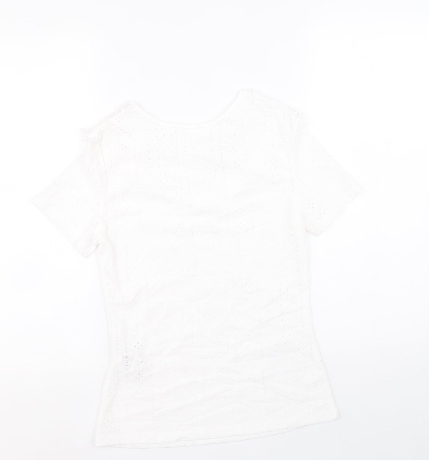 SheIn Womens White Geometric Polyester Basic Blouse Size M Round Neck