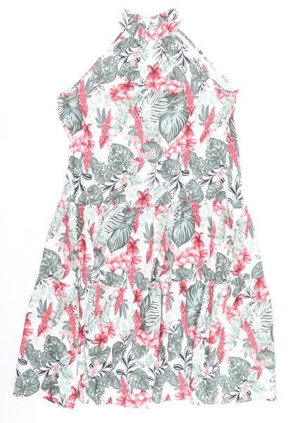 SheIn Womens Multicoloured Floral Polyester A-Line Size M Mock Neck Button