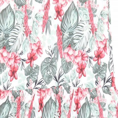 SheIn Womens Multicoloured Floral Polyester A-Line Size M Mock Neck Button