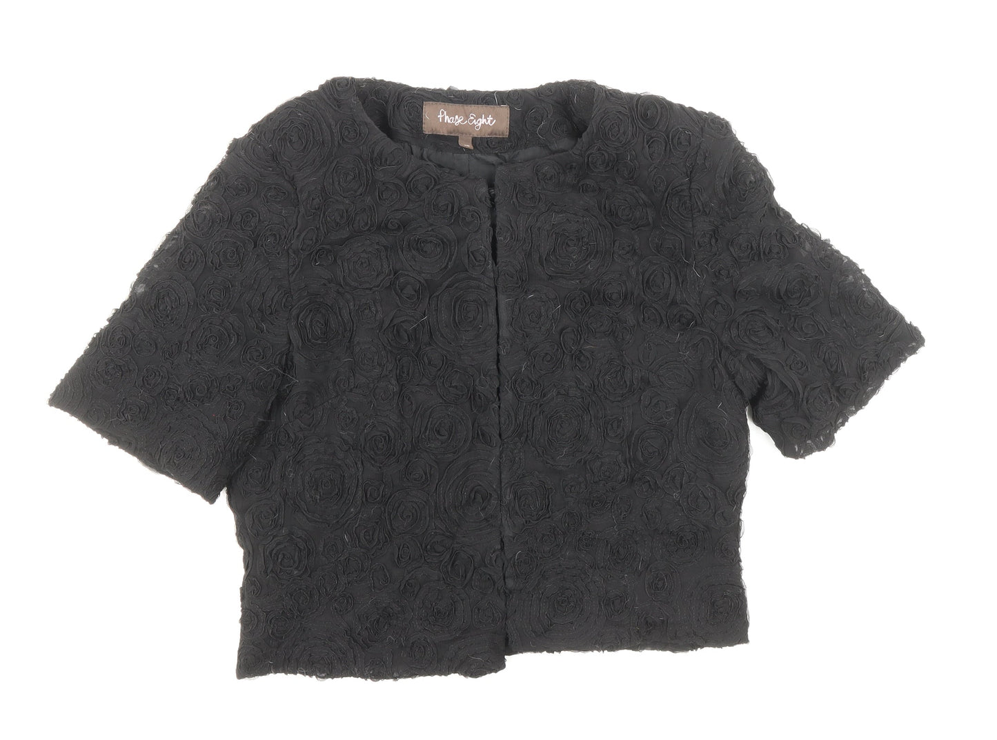 Phase Eight Womens Black Gilet Jacket Size 10 Hook & Loop - Textured