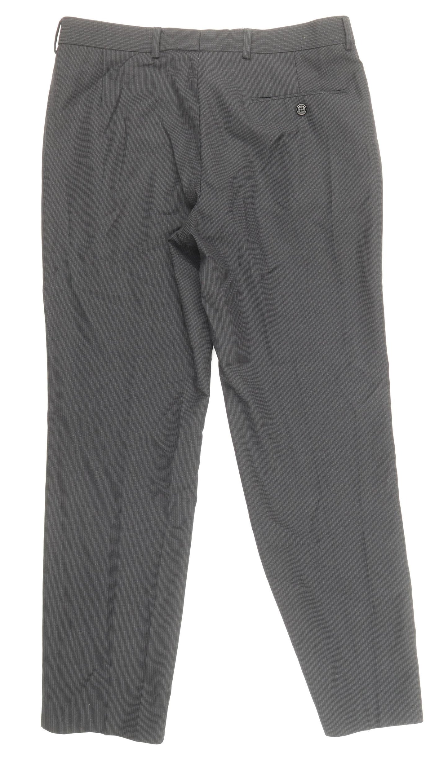 Marks and Spencer Mens Grey Polyester Dress Pants Trousers Size S Regular Zip