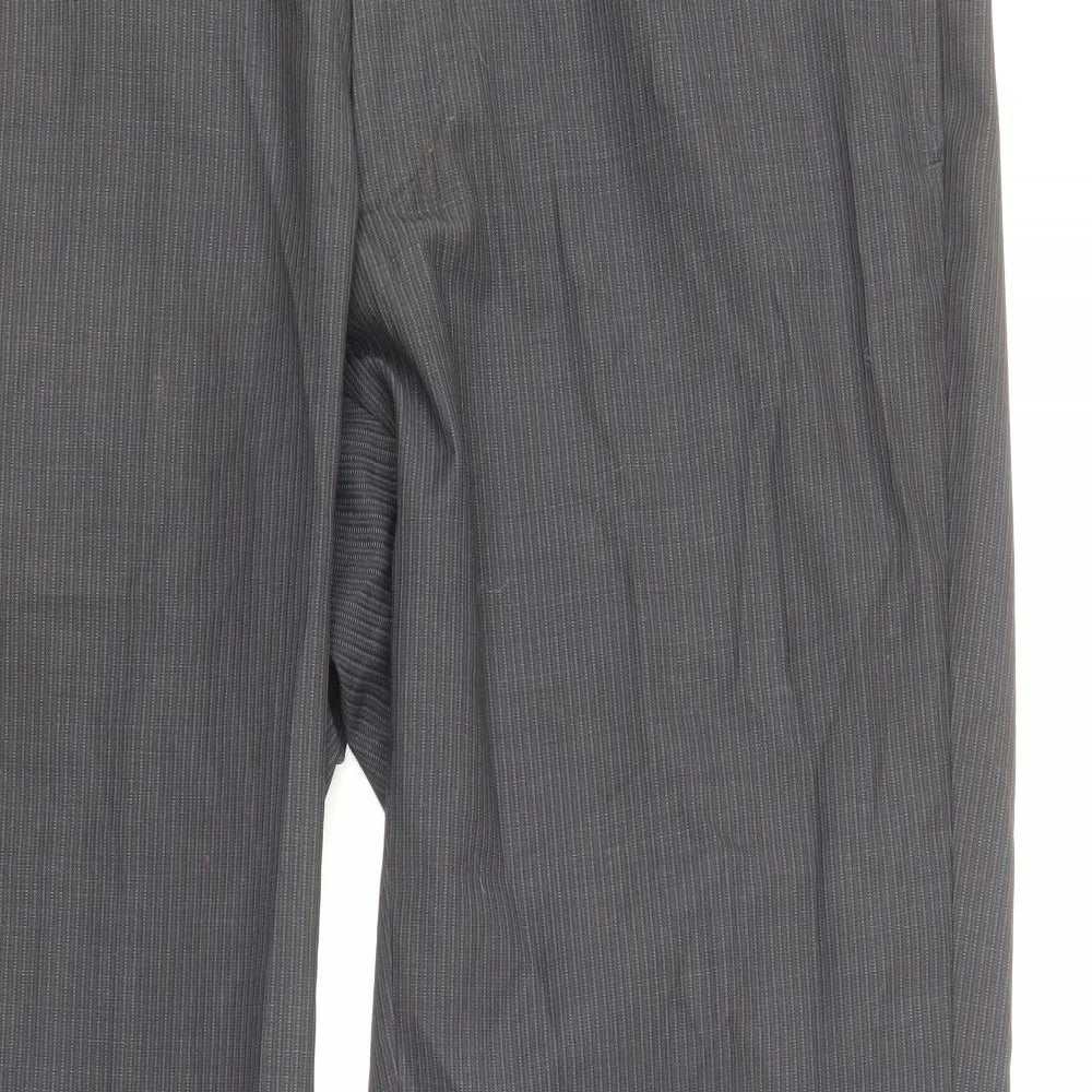 Marks and Spencer Mens Grey Polyester Dress Pants Trousers Size S Regular Zip