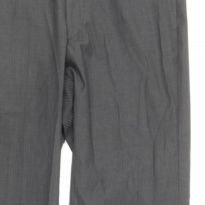 Marks and Spencer Mens Grey Polyester Dress Pants Trousers Size S Regular Zip