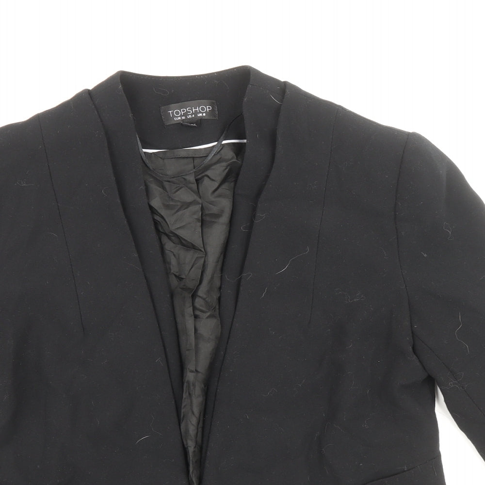 Topshop Womens Black Polyester Jacket Blazer Size 8