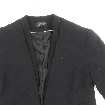 Topshop Womens Black Polyester Jacket Blazer Size 8