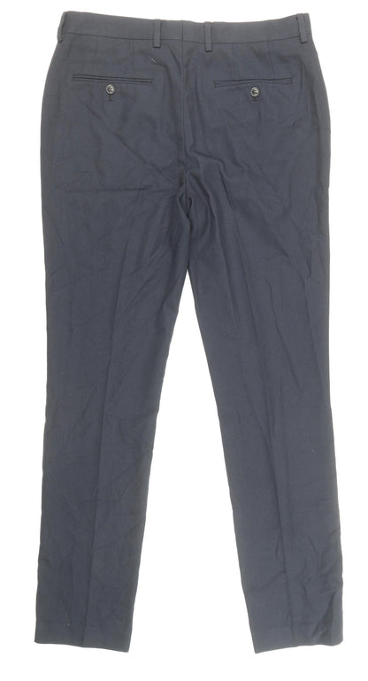 Topman Mens Blue Polyester Trousers Size 32 in Regular Zip