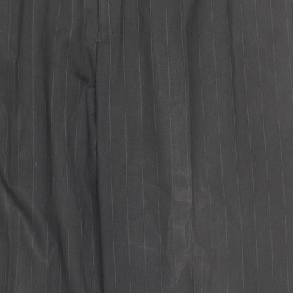Preworn Mens Black Striped Wool Trousers Size 36 in Regular Zip