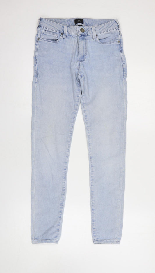 River Island Womens Blue Cotton Skinny Jeans Size 28 in L30 in Regular Zip